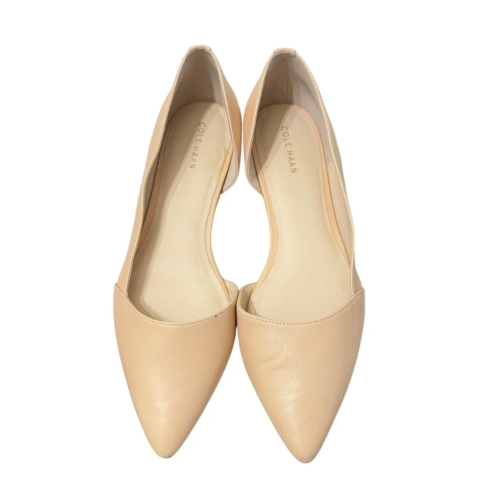 Cole Haan Bambra Skimmer II Nude Leather Pointed Toe Flats‎ Size 8.5